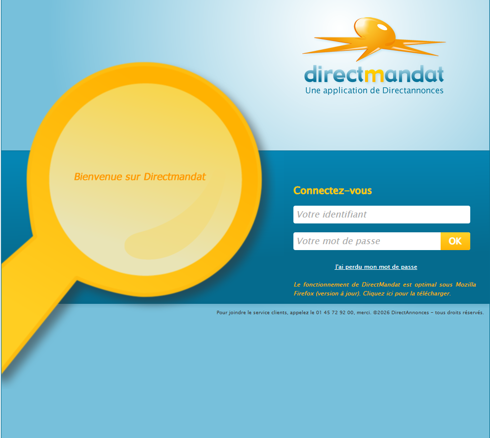 Page d'accueil DirectMandat