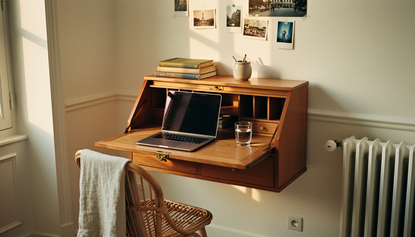 bureau mural rabattable au style ancien