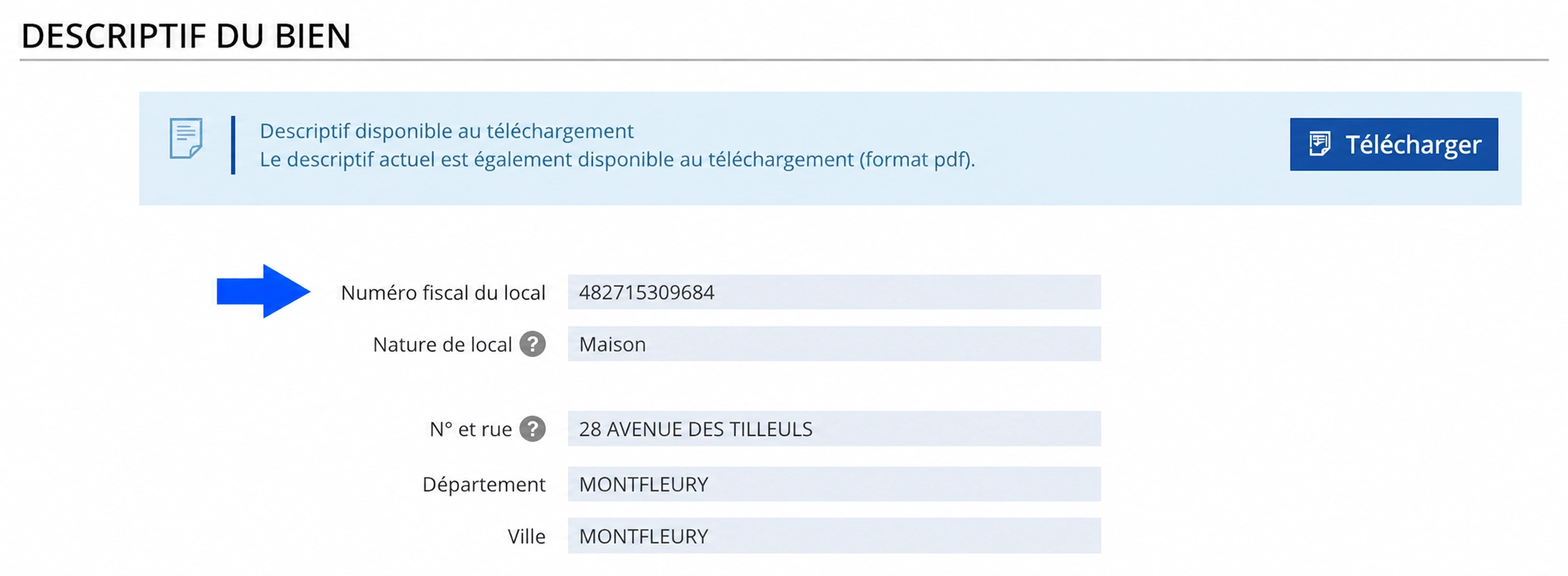 Identifiant fiscal du logement sur le site impots.gouv.fr