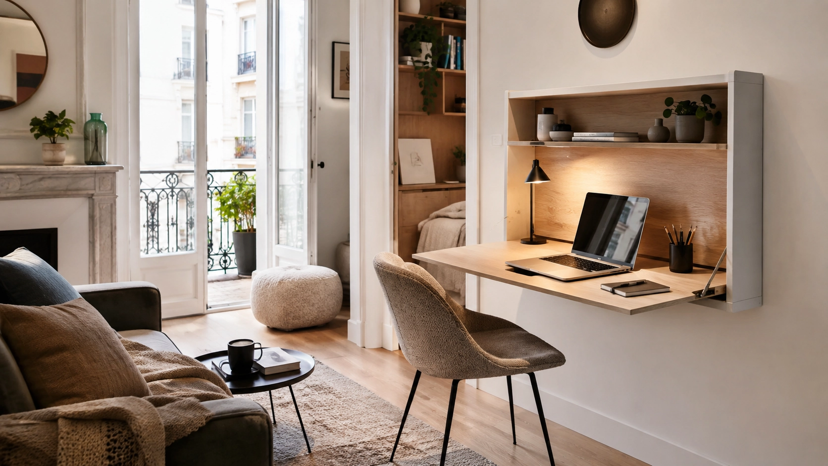 bureau mural rabattable